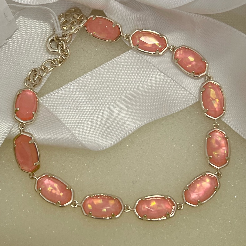 NWT Kendra Scott RARE & Retired Grayson Bracelet Iridescent Coral Illusion Gold! - Picture 12 of 16